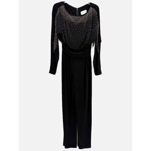 JOSEPH RIBKOFF Black & Rose Gold Sparkle Top Jumpsuit Sz 4 NEW